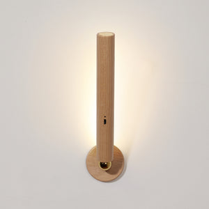 Lámpara de Madera para Pared o Escritorio - Giratoria, Dimmer táctil y Recargable USB