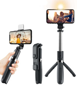 PrentiShop Selfie Stick control remoto, tripié y luz